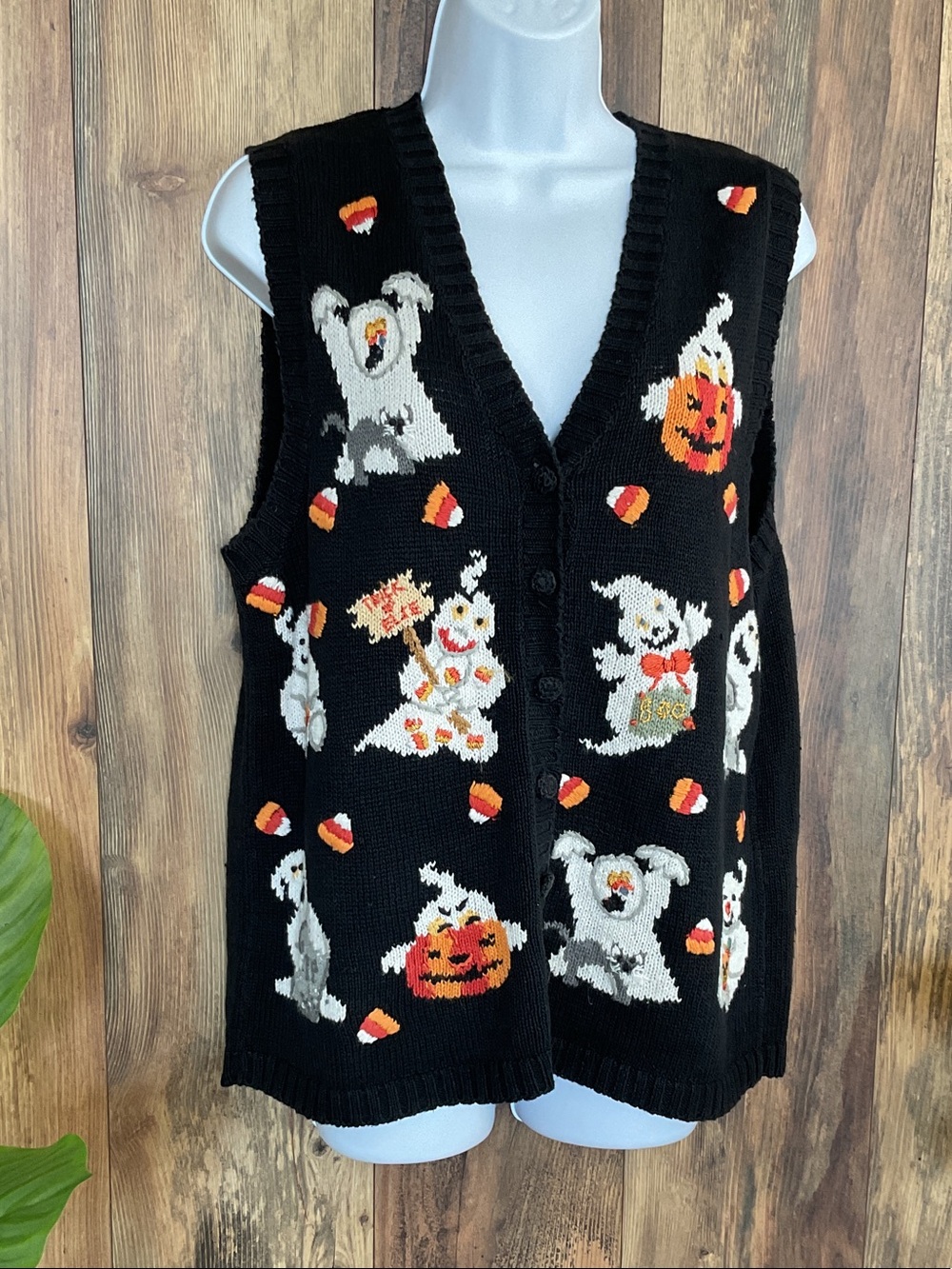 Heirloom Collectibles 1990's Vintage Halloween Sweater Vest Cardigan M   113B